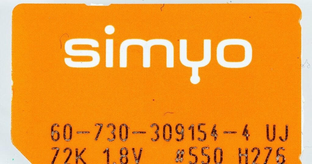 Close-up of a physical SIM card