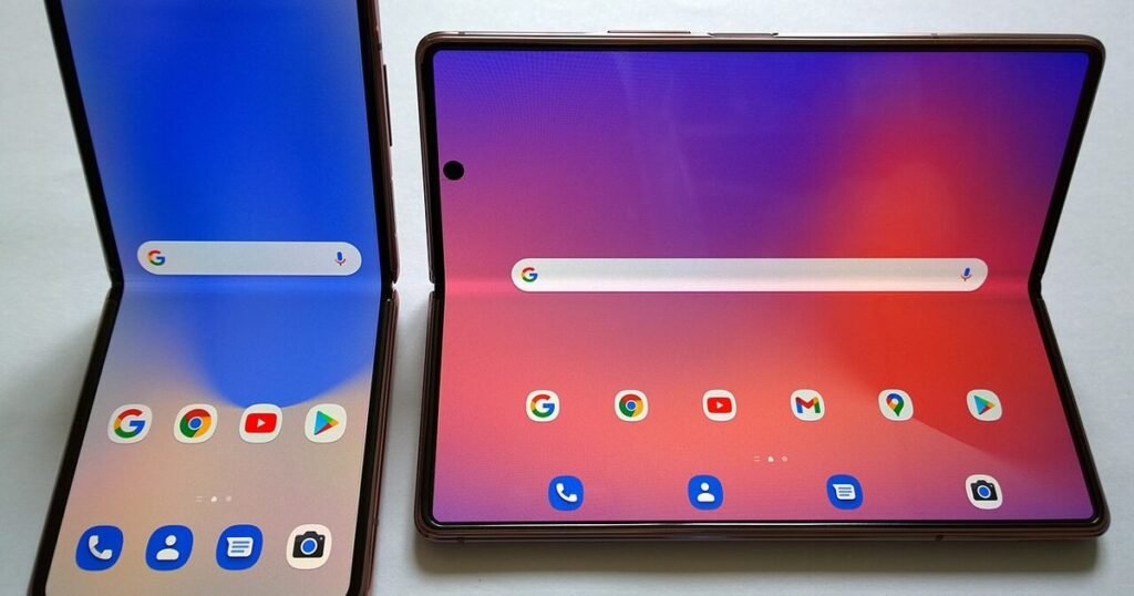 Foldable Android phones on a table for a phone privacy settings checklist
