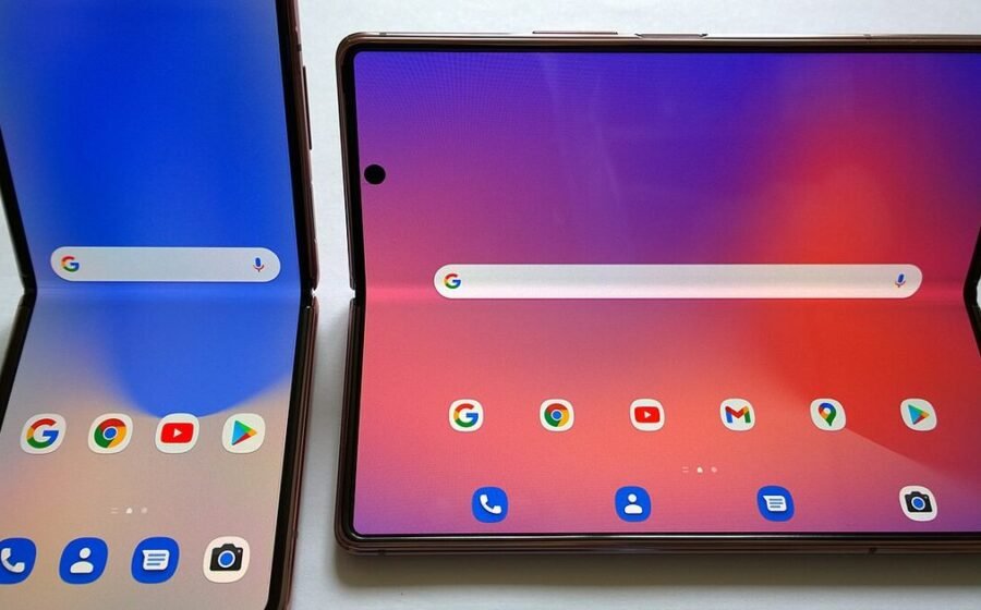 Foldable Android phones on a table for a phone privacy settings checklist